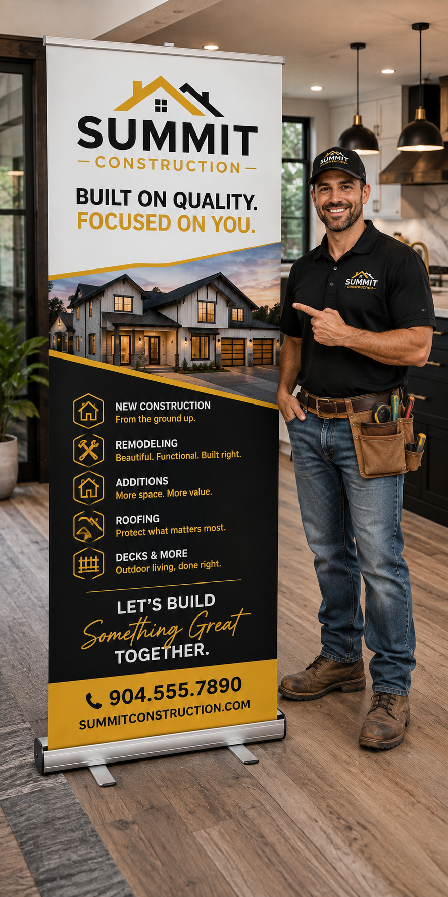 Custom Retractable Business Banner – 34" × 78"
