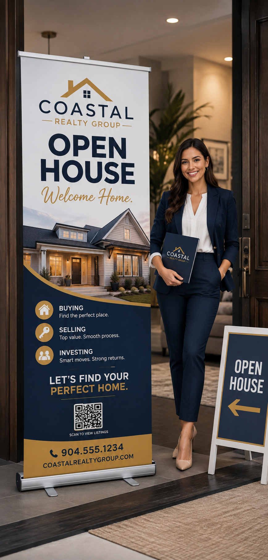 Custom Retractable Business Banner – 34" × 78"